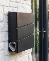 Black "Park View" Wall Mounted Post Box & Newspaper Holder digital illustration