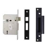 76mm Sashlock Finished in Black With Two Escutcheons 