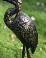 "Kingsley Crane" Black & Gold Cast Aluminium Crane Sculpture Feather Detailing