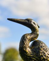 "Kingsley Crane" Black & Gold Cast Aluminium Crane Sculpture Close-Up