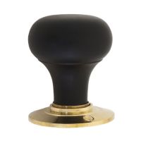 Black & Polished Brass Wooden Door Knobs