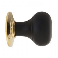 Black & Polished Brass Wooden Door Knobs