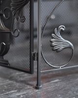 Close-up of Black Arched "Birdwatcher" Three Fold Fireguard