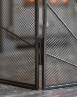 Close-Up of Black "Art Deco" Three-Fold Fireguard Close-Up of Black "Art Deco" Three-Fold Fireguard