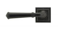 Black Beeswax Lever Door Handle on Square Rose