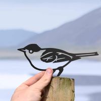 Black Steel Fence Topper with Blackcap Warbler 
