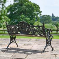 Rear view of Cast Iron Dog Motif Garden Bench