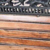 Close up of wooden slats on "Rose" Garden Bench