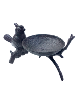 "Bird Sitting On Branch" Bird Bath & Feeder in Black