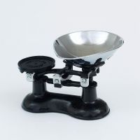 Black Cast Iron Kitchen Scales With Chrome Bowl