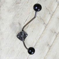 Large Iron Coat Hook With Black Ceramic Tips