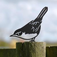 Black Steel Fence Topper with Cetti"s Warbler Design