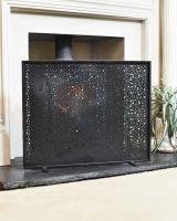 Black Circular Cut-Out Single Panel Fire Guard in Situ