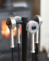 Close-Up of Black Companion Set with Aluminium Handles 77cm Close-Up of Black Companion Set with Aluminium Handles 77cm