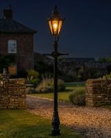 Black Concordia Hexagonal Lamp Post & Lantern Set 2 .3m digital illustration at night