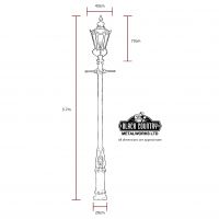 Black "Concordia" Lamp Post & Hexagonal Lantern Dimensions  Black "Concordia" Lamp Post & Hexagonal Lantern Dimensions