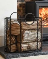 Black Contemporary "Oval" Design Log Holder In Situ Digital illustration