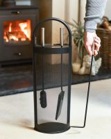 Scale Shot of Black Contemporary Arched Three-Piece Companion Set Scale Shot of Black Contemporary Arched Three-Piece Companion Set