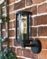 Black Contemporary "Charlotte" Outdoor Wall Light in Situ Black Contemporary "Charlotte" Outdoor Wall Light in Situ