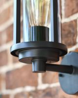 Close-Up of Black Contemporary "Charlotte" Outdoor Wall Light Close-Up of Black Contemporary "Charlotte" Outdoor Wall Light