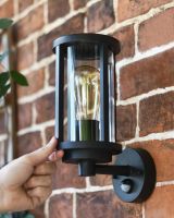Scale Shot of Black Contemporary "Charlotte" Outdoor Wall Light with Motion Sensor