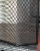 Close Up Of Black Contemporary Curved Fire Guard with Handle Bottom Frame Close Up Of Black Contemporary Curved Fire Guard with Handle Bottom Frame