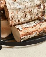 Close-Up of Black Contemporary Open Log Rack 