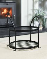 Empty Black Contemporary Open Log Rack 