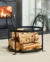 Black Contemporary Open Log Rack in Situ