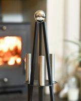 Close Up Of Black Contemporary "Pyramid" Companion Set Pyramid Design Close Up Of Black Contemporary "Pyramid" Companion Set Pyramid Design