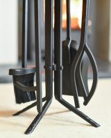 Close Up Of Black Contemporary "Quad Stand" Four Piece Companion Set Tools