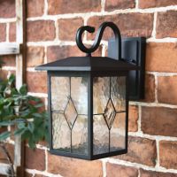 Black Contemporary "Searchlight" Outdoor Rectangular Top Fix Wall Lantern