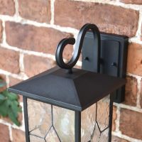 Close-Up of Black Contemporary "Searchlight" Outdoor Rectangular Top Fix Wall Lantern