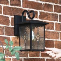 Scale Shot of Black Contemporary "Searchlight" Outdoor Rectangular Top Fix Wall Lantern
