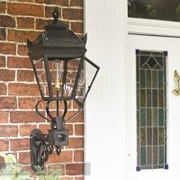 Black Deluxe Victorian Wall Lantern Installed By Front Door