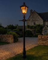 Black Dorchester Lamp Post & Lantern Set 3.25m digital illustration at night