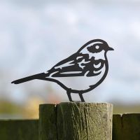 Black Steel Fence Topper with Dunnock Design