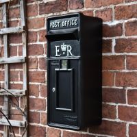 Black ER Elizabeth Regina Post Box