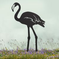 Black Flamingo Sheet Steel Silhouette in Situ