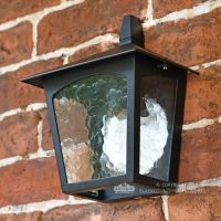 Black Flush Porch Lantern With E27 Bulb Holder