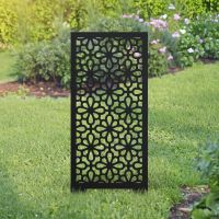 Black Geometric Floral Garden Screen Black Geometric Floral Garden Screen