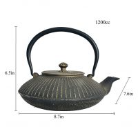 Black & Gold "Kyusu" Cast Iron Japanese Teapot Dimensions Black & Gold "Kyusu" Cast Iron Japanese Teapot Dimensions