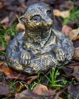 Details Of The Black & Gold Meerkat Garden Sculpture Details Of The Black & Gold Meerkat Garden Sculpture