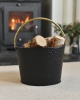 Black & Gold Dimpled Steel Log Basket 