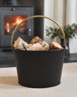 Black & Gold Dimpled Steel Log Basket