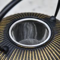 Close-Up of Tea Infuser on Cast Iron Teapot Close-Up of Tea Infuser on Cast Iron Teapot