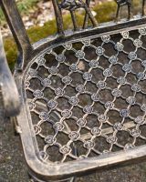 Close-Up of Seat for Black & Gold Rose Design Bench