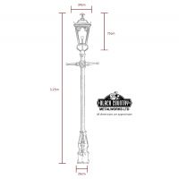 Black Gothic Lamp Post & Lantern Set 3.25m Black Gothic Lamp Post & Lantern Set 3.25m