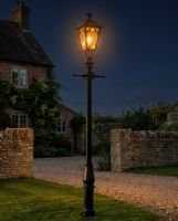 Black Gothic Lamp Post & Lantern Set 3.7m digital illustration at night