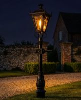 Black Gothic Miniature Lamp Post - 1.5m digital illustration at night